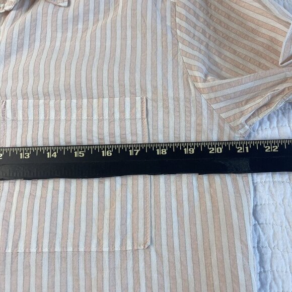 Anthropologie Women Striped Long Sleeve Button Down Shirt Tunic Pink/White SZ M - Picture 5 of 9